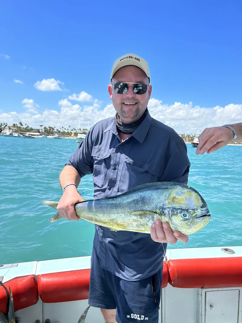 Fishing charter in Punta Cana - angler show off their big Mahi Mahi