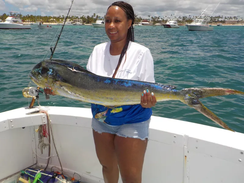 Fishing trip Punta Cana - Mahi Mahi hooked on Gone Fishing charter